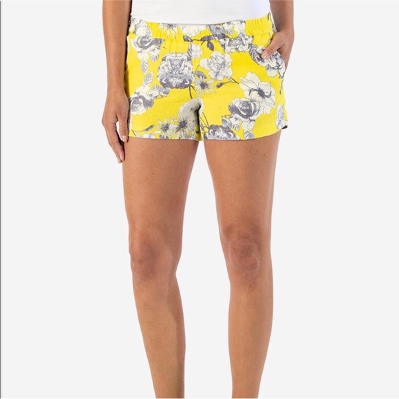 KUT from the Kloth Floral Pull-On Shorts – Size 14 – 100% Linen – Yellow & Gray - Picture 2 of 13